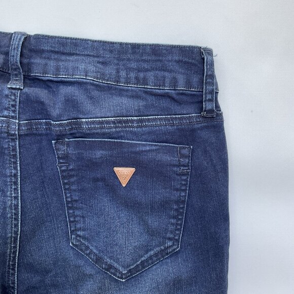 Guess Women’s High Rise Skinny Jeans Painted Splitter Details In Blue Size 28 - Picture 12 of 13